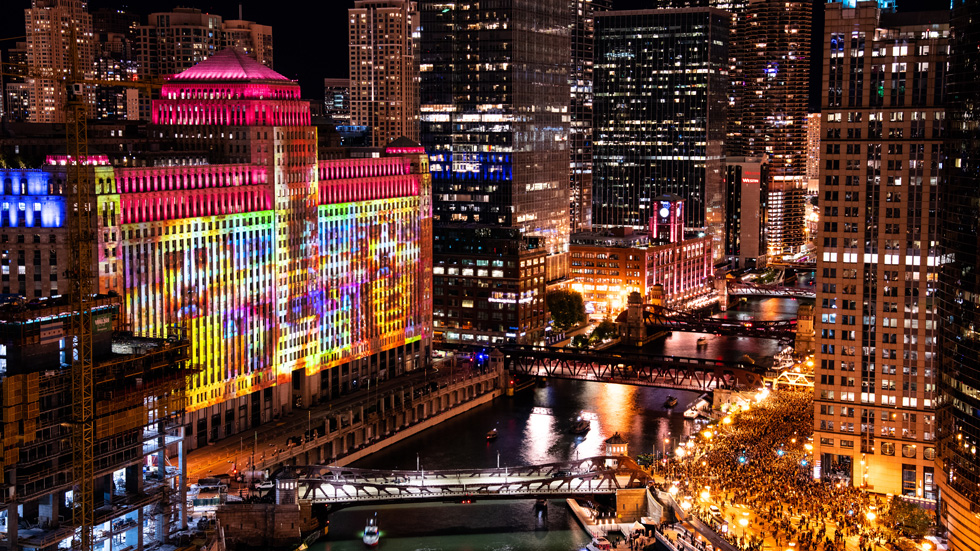 theMART building at night